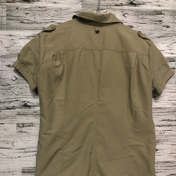 Chlorophylle short sleeve button down shirt. Beige size small - Picture 2 of 6